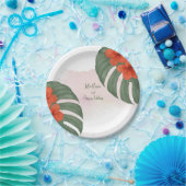 Tropisch Monstera & Hibiscus Bruiloft Papieren Bordje (Feest)