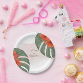 Tropisch Monstera & Hibiscus Bruiloft Papieren Bordje (Feest)
