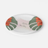 Tropisch Monstera & Hibiscus Bruiloft Papieren Bordje (Gekanteld)