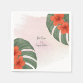 Tropisch Monstera & Hibiscus Bruiloft Servet (Voorkant)