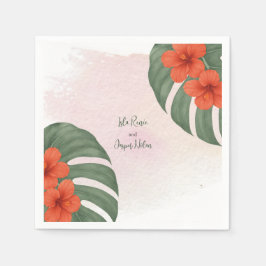 Tropisch Monstera & Hibiscus Bruiloft Servet
