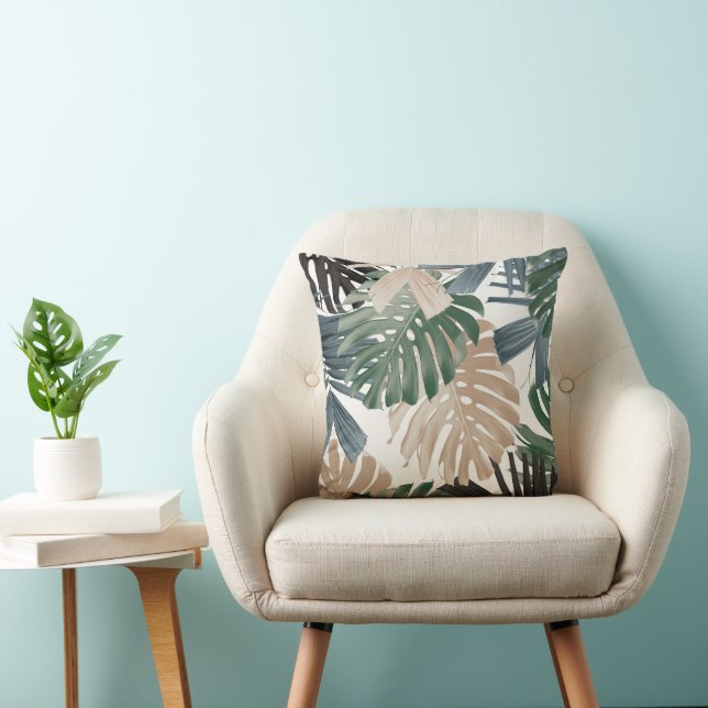 Tropisch Monstera Jungle Bladeren 3 Kussen (Stoel)