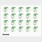 Tropisch Monstera laat groene Waterverf achter Ronde Sticker (Vel)