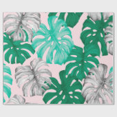 Tropisch monstera laat handgetekende illustratie b cadeaupapier (Vlak)