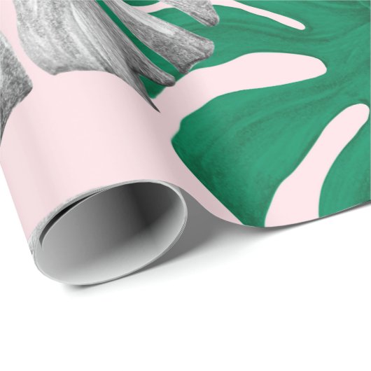 Tropisch monstera laat handgetekende illustratie b cadeaupapier (Rol Hoek)