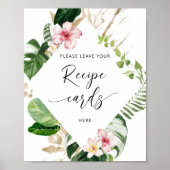 Tropisch monstera laat je recept-kaart hier achter poster (Voorkant)