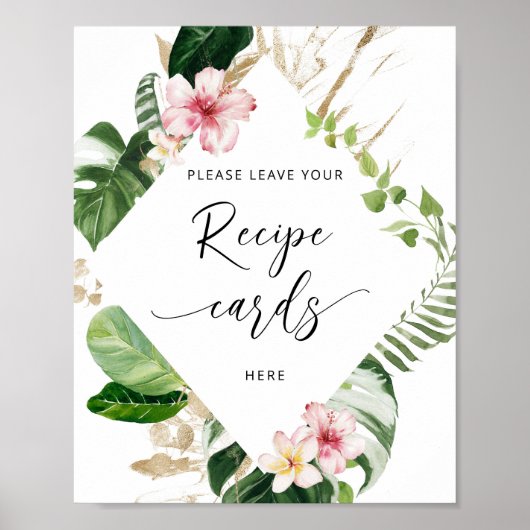 Tropisch monstera laat je recept-kaart hier achter poster (Voorkant)