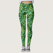 Tropisch Monstera laat Leggings over (Voorkant)
