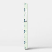 Tropisch monstera laat monogram op blauw Case-Mate iPhone case (Achterkant / Links)