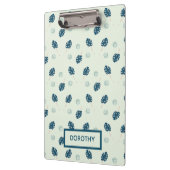 Tropisch monstera laat monogram op blauw klembord (Links)