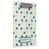 Tropisch monstera laat monogram op blauw klembord (Rechts)