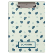 Tropisch monstera laat monogram op blauw