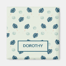Tropisch monstera laat monogram op blauw