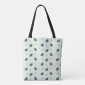 Tropisch monstera laat monogram op blauw tote bag (Achterkant)