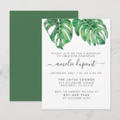 Tropisch Monstera laat stijlvol script voorbijgaan Uitnodiging Briefkaart (Voorkant / Achterkant)