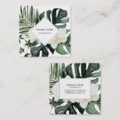 Tropisch Monstera laat Waterverf Greenery over Vierkante Visitekaartje (Voorkant / Achterkant)