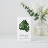 Tropisch Monstera laat Waterverf groen Visitekaartje (Staand voorkant)