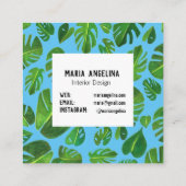 Tropisch Monstera laat Waterverf ontwerpen Vierkante Visitekaartje (Achterkant)