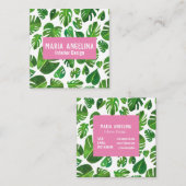 Tropisch Monstera laat Waterverf ontwerpen Vierkante Visitekaartje (Voorkant / Achterkant)