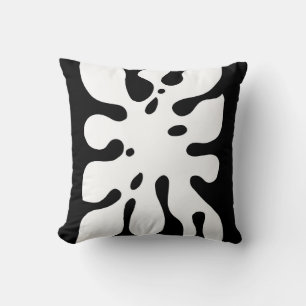 Tropisch Monstera Leaf Abstract Black en White Kussen