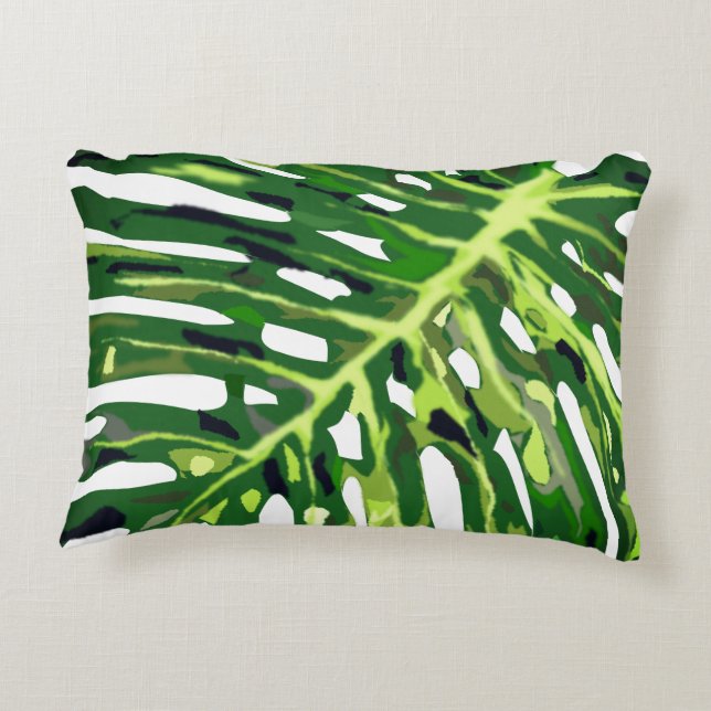 Tropisch Monstera Leaf accent kussen (Achterkant)