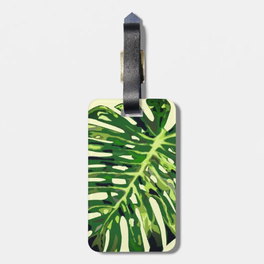 Tropisch Monstera Leaf Bagagelabel (Achterkant verticaal)
