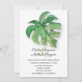 Tropisch Monstera Leaf Botanical Wedding Invites (Voorkant)