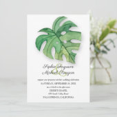 Tropisch Monstera Leaf Botanical Wedding Invites (Staand voorkant)
