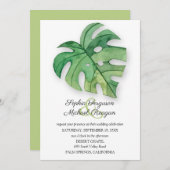 Tropisch Monstera Leaf Botanical Wedding Invites (Voorkant / Achterkant)