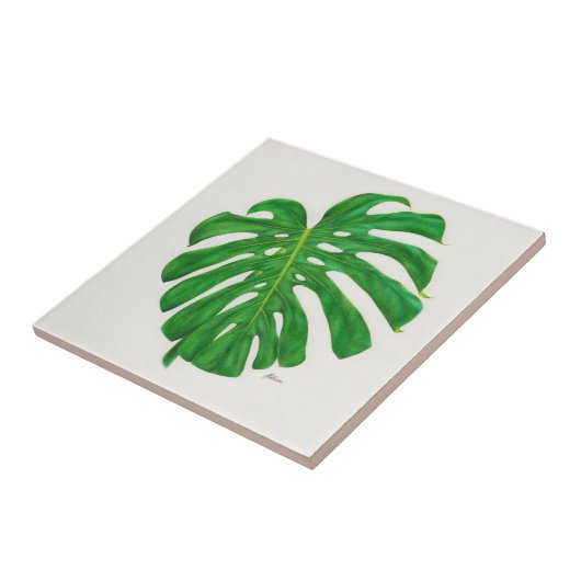 Tropisch Monstera Leaf Ceramic Tile Tegeltje (Zijkant)