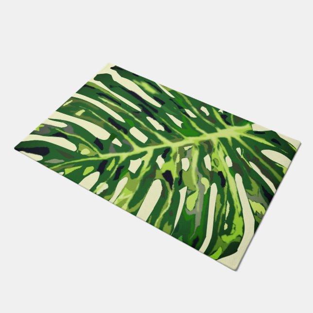Tropisch Monstera Leaf Deurmat (Schuin)