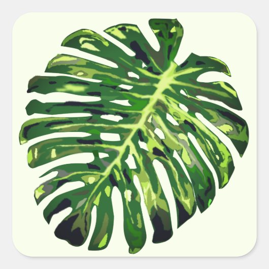 Tropisch Monstera Leaf - Exotic Vierkante Sticker (Voorkant)