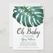 Tropisch Monstera Leaf Genderneutraal Baby shower Kaart (Voorkant)
