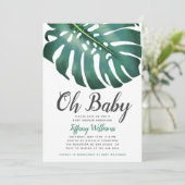Tropisch Monstera Leaf Genderneutraal Baby shower Kaart (Staand voorkant)