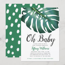 Tropisch Monstera Leaf Genderneutraal Baby shower Kaart