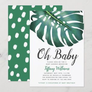 Tropisch Monstera Leaf Genderneutraal Baby shower Kaart