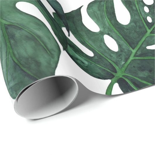 Tropisch Monstera Leaf Gift Wrap Cadeaupapier (Rol Hoek)