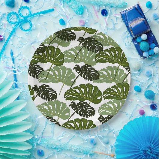 Tropisch Monstera Leaf Green Papieren Bordje (Feest)