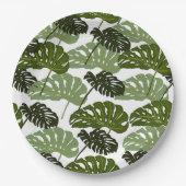 Tropisch Monstera Leaf Green Papieren Bordje (Voorkant)