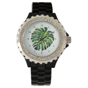 Tropisch Monstera Leaf Horloge