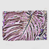 Tropisch Monstera Leaf in Paarse Golfhanddoek (Horizontaal)