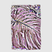 Tropisch Monstera Leaf in Paarse Golfhanddoek (Voorkant)