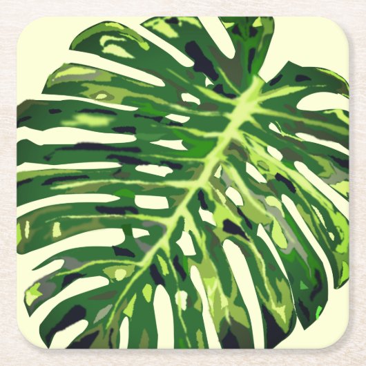 Tropisch Monstera Leaf Kartonnen Onderzetters (Voorkant)