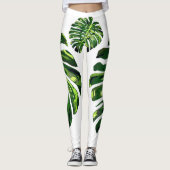 Tropisch Monstera Leaf Leggings (Voorkant)