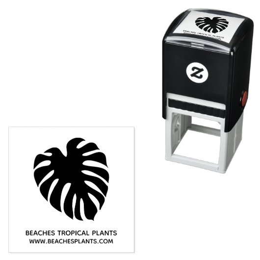 Tropisch Monstera Leaf Logo Bedrijfsnaam Branding Zelfinktende Stempel (In situ)