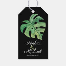 Tropisch Monstera Leaf op Black Wedding