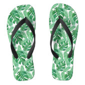 Tropisch Monstera Leaf Pattern Green and White Teenslippers (Voetbed)