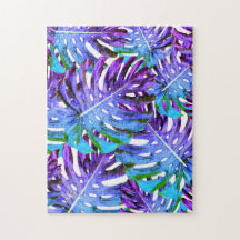Tropisch Monstera Leaf Pattern Paars