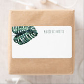Tropisch Monstera Leaf Printable Mailing Adres Etiket (Insitu)