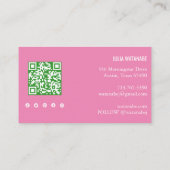 Tropisch Monstera Leaf QR Code Social Media Roze Visitekaartje (Achterkant)